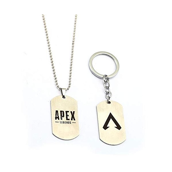 YUNMENG 2 Pc Jeu Apex légendes Collier Porte-clés Jouets daction en métal en Acier Inoxydable Apex Porte-clés Enfants Jouets