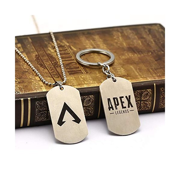 YUNMENG 2 Pc Jeu Apex légendes Collier Porte-clés Jouets daction en métal en Acier Inoxydable Apex Porte-clés Enfants Jouets