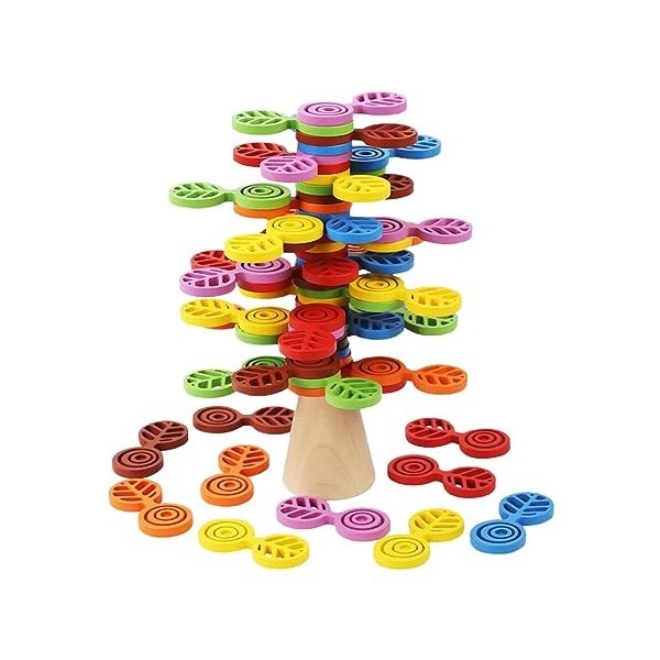 F Fityle Jouets empilables en bois Montessori Jeu déquilibre Jouets de construction Jouets sensoriels Motricité fine Interac