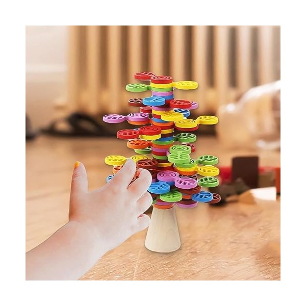 F Fityle Jouets empilables en bois Montessori Jeu déquilibre Jouets de construction Jouets sensoriels Motricité fine Interac