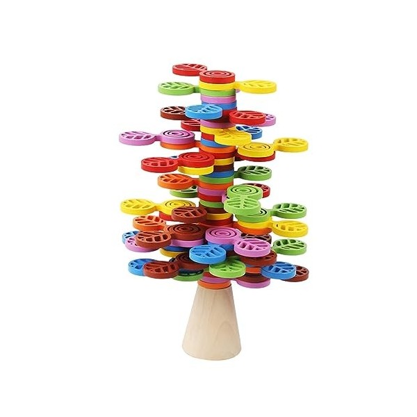 Oshhni Jouets empilables en bois Montessori, tri des couleurs motricité fine apprentissage précoce jouets sensoriels jeu déq
