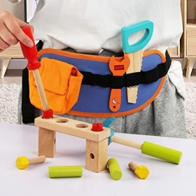 Cipliko Jeu doutils en Bois avec Ceinture à Outils réglable, kit doutils pour Tout-Petits pour Enfants, école, Classe, Hall