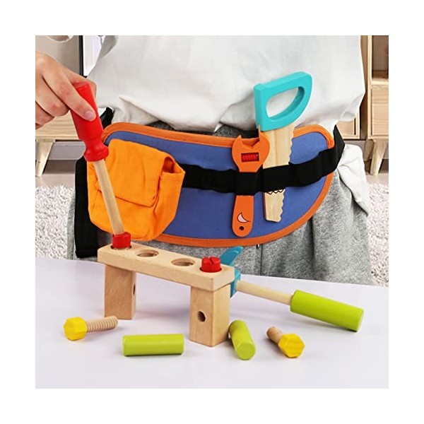 Cipliko Jeu doutils en Bois avec Ceinture à Outils réglable, kit doutils pour Tout-Petits pour Enfants, école, Classe, Hall