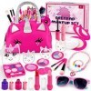 Sanlebi Maquillage Enfant Fille, 20 PCS Faux Coffret Maquillage Jouet, Trousse de Maquillage Cadeau danniversaire pour Fille