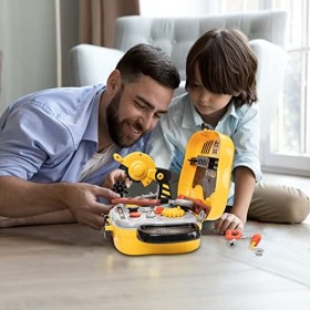 Wisplye Outils de Travail Jouet Enfants, Ensemble de Construction Boîte à Outils Jouet Dimitation, Jeu de Simulation Cadeau 