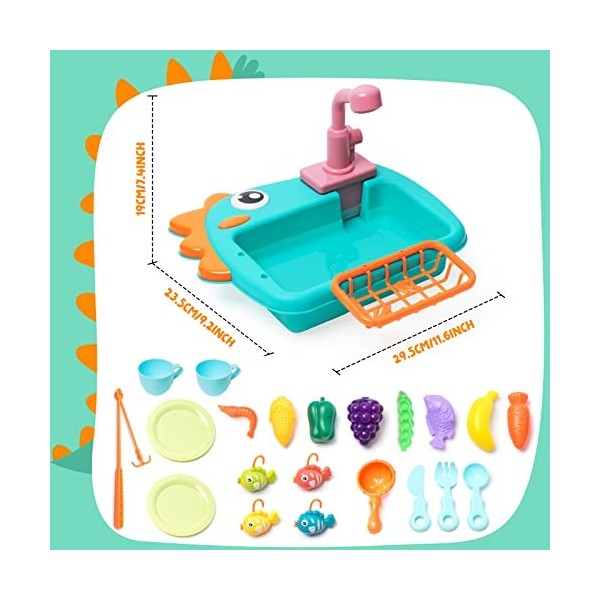 Ensemble de Cuisine évier, Jouets de Cuisine avec Jeux de Pêche, Jouets de Jeu de Rôle pour Enfants Garçons Filles de 3 Ans, 