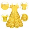 Vicloon Robe de Princesse Belle,3PCS Princesse Belle,Deguisement Belle/Cape à Capuche Costume pour Cosplay Mariage Carnaval F