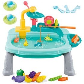 Arkyomi lavabo Enfant Apprentissage kit Cuisine Jeu de pêche Enfant evier Montessori Jouets Cuisine Lave Vaisselle Jouet avec