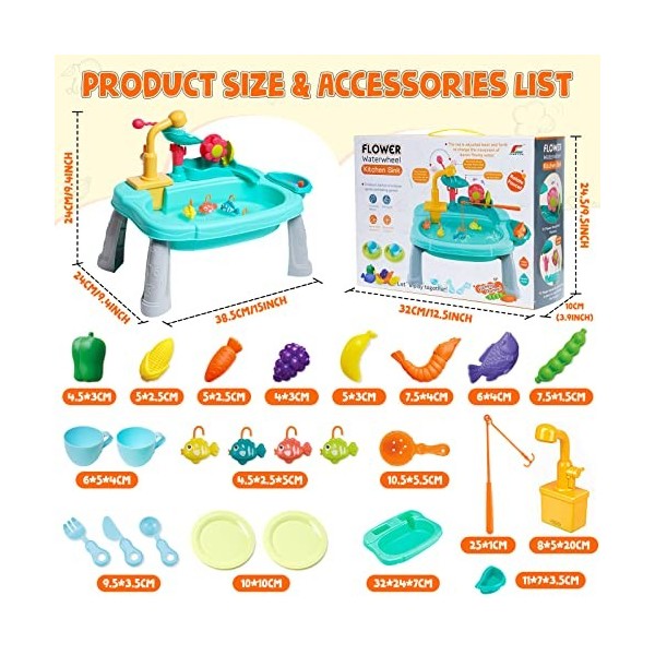 Arkyomi lavabo Enfant Apprentissage kit Cuisine Jeu de pêche Enfant evier Montessori Jouets Cuisine Lave Vaisselle Jouet avec