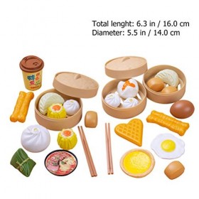 Zerodeko 58Pcs Petit- Déjeuner Play Food Jouet pour Enfants Restaurant Chinois Fake Food Playsets de Soja de Soja Petits Pain
