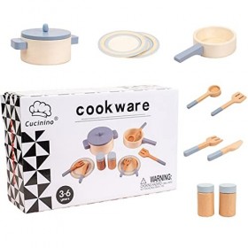 LINGJIONG Cuisine Montessori en Bois | Ensemble Cuisine 10PC Ensemble Jeu Rôle Interactif | Fine Jeu Éducatif Jeux Imitation 