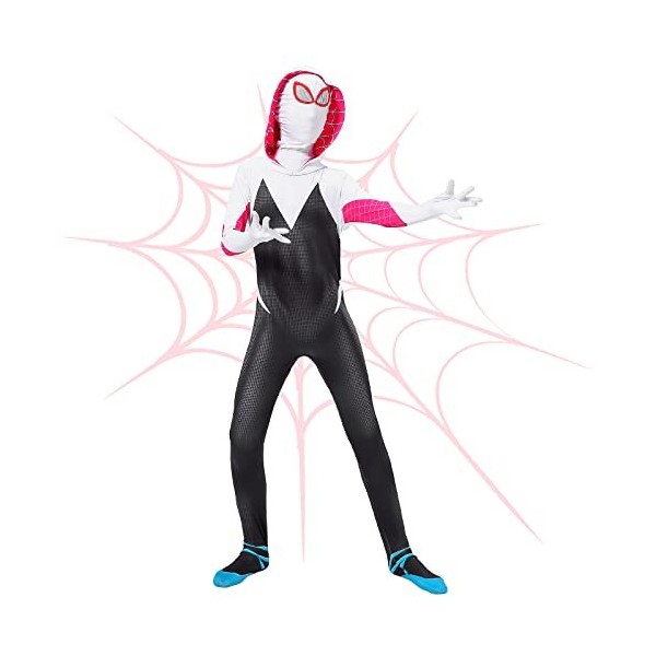 Kitimi Spider Costume Enfants 3D Anime Déguisement Spider Enfants, Costume Superhéros Complet avec Masque, Cosplay Costume De
