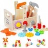 Boîte à outils pour enfants avec accessoires, banc de construction coloré, marteau, ensemble de jouets pour garçons et filles