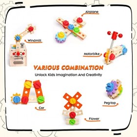 Boîte à outils pour enfants avec accessoires, banc de construction coloré, marteau, ensemble de jouets pour garçons et filles