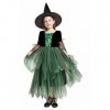 Licus Costume de sorcière dHalloween pour filles - Jeu de rôle - Déguisement de conte de fées - Vert - 4 à 6 ans