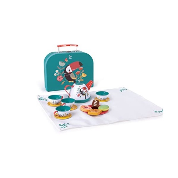 Hape Kit de Jeu de Thé avec Coffret et Accessoires de Cuisine - Pour les Enfants de 3 ans et Plus - Jeu dÉveil, Imitation et