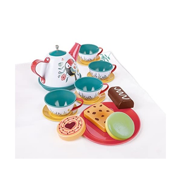 Hape Kit de Jeu de Thé avec Coffret et Accessoires de Cuisine - Pour les Enfants de 3 ans et Plus - Jeu dÉveil, Imitation et