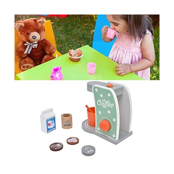 Allsmart Cafetière Jouet en Bois Mini Silmulation Semblant Cafetière Jouet Playset pour Enfants Anniversaire