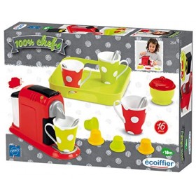 Ecoiffier Jouets 2614 - Set Expresso&nbsp;: Machine à café pour Enfants + Accessoires – 16 pièces & Jouets 957 - Plateau Hamburger