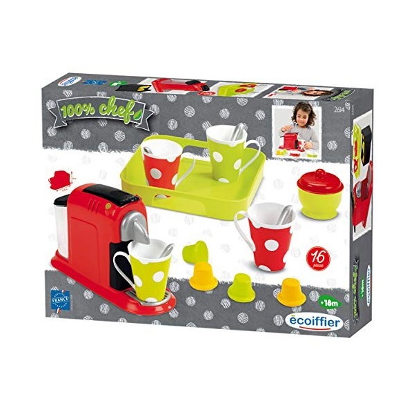 Ecoiffier Jouets 2614 - Set Expresso : Machine à café pour Enfants + Accessoires – 16 pièces & Jouets 957 - Plateau Hamburger