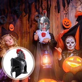 ifundom Casque De Centurion Romain Armure avec Panache Rouge Costume De Soldat Médiéval Grec Spartiate Casque Corinthien Rust