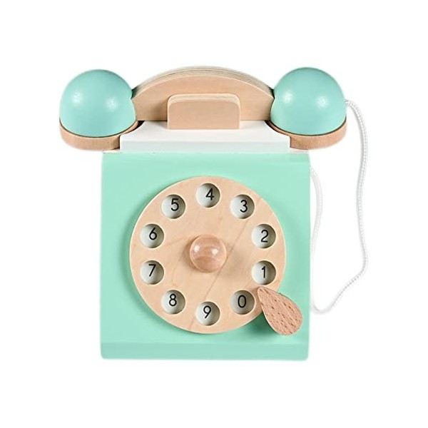 Jouet téléphone pour Enfants, téléphone Jouet pour bébé Antique innovant, Jouets téléphone à Cadran Rotatif en Bois, Imitatio