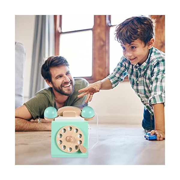 Jouet téléphone pour Enfants, téléphone Jouet pour bébé Antique innovant, Jouets téléphone à Cadran Rotatif en Bois, Imitatio