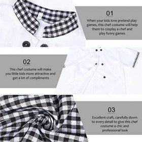NUOBESTY Unisexe Coton Cuisinier Chef Costume Enfants Chef Tenue Uniforme Costume Tablier Chapeau Pour Enfants Bébé Habiller 