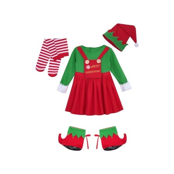 Runhomal Unisexe Enfant Costume dElfe de Noël Velours Déguisement Lutin Garçon Fille Déguisement Robin des Bois Cosplay Bonn