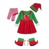 Runhomal Unisexe Enfant Costume dElfe de Noël Velours Déguisement Lutin Garçon Fille Déguisement Robin des Bois Cosplay Bonn