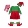 Runhomal Unisexe Enfant Costume dElfe de Noël Velours Déguisement Lutin Garçon Fille Déguisement Robin des Bois Cosplay Bonn