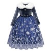 OBEEII Déguisements Princesse Elsa Frozen 2 Filles Robe de Elsa Anna Reine des Neige Manches Longues Princesse Reine des Neig