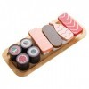 STOBOK Jouets De Puzzle Sushi Nourriture Ensemble de Jeu Jouets en Bois Et Plateau de Service Enfants Tout-Petit Semblant Acc