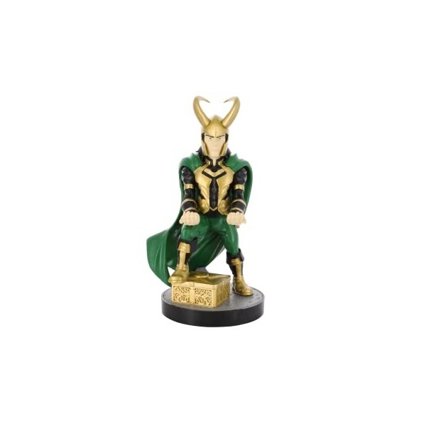 Cableguys Figurine Gaming Marvel Loki - Accessoire Support pour Manette ou Smartphone - Câble USB Inclus - 20 cm