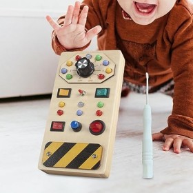 Sharplace Interrupteur de lumières Jouets de planche occupés avec boutons Habiletés motrices de base Jeu de cognition Jouets 