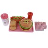 Backbayia 6pcs Alimentaire Playset Jouet de Cuisine Hamburger Hot-Dog en Bois