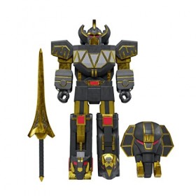 SUPER7 - Figurine Reaction Mighty Morphin Power Rangers Megazord Dorado Y Negro - Figurine de Collection