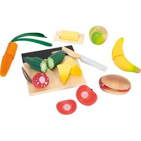 Small Foot Set de déjeuner à découper Fresh en Bois, Aliments pour Cuisine des Enfants, Jeu de rôle dès 3 Ans, 12331 Jouets, 