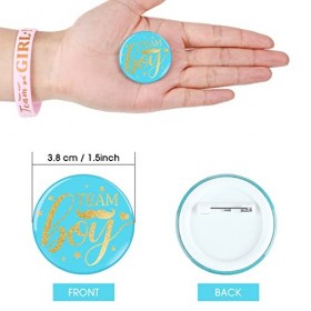 48 Pièces Ensemble de Jeu de Révélation de Sexe, 24 Épingles Boutons de Révélation de Sexe 24 Bracelets en Silicone en Or Ros