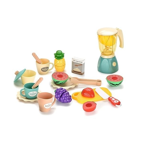 Accessoire Cuisine Enfant, Jouet Aliment en Bois, Enfant Fruits Jouet à Couper, Service à Thé en Bois Jeu dimitation Jouet, 