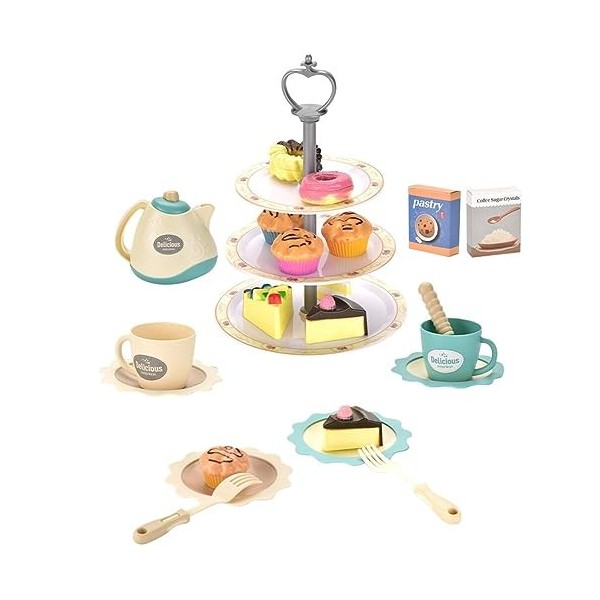 Accessoire Cuisine Enfant, Jouet Aliment en Bois, Enfant Fruits Jouet à Couper, Service à Thé en Bois Jeu dimitation Jouet, 