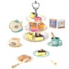 Accessoire Cuisine Enfant, Jouet Aliment en Bois, Enfant Fruits Jouet à Couper, Service à Thé en Bois Jeu dimitation Jouet, 