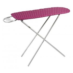 Table Planche a Repasser en Metal 70 cm Enfant - Pliable, Hauteur reglable 52-56 cm - Rose Lilas/Pois - Jouet Imitation - Men