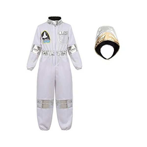 Zenhhrpt Enfants Astronaute Cosplay Costumes Spaceman Combinaison vol habiller Costume avec casque astronaute jeux de rôle en