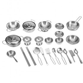 Alinory Batterie de Cuisine pour Fille, Jouets, Jouets de Cuisine en Acier Inoxydable Ensemble Jouets de Cuisine pour Enfants