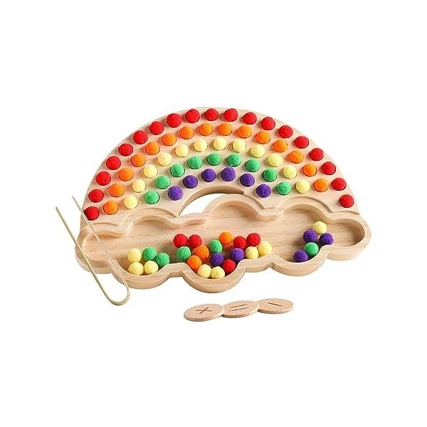 Sharplace Perles en bois, jeu de perles en bois, outils éducatifs sensoriels, jouets éducatifs dapprentissage précoce couleu