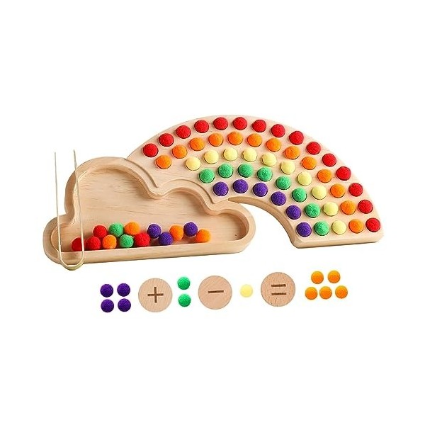 Sharplace Perles en bois, jeu de perles en bois, outils éducatifs sensoriels, jouets éducatifs dapprentissage précoce couleu