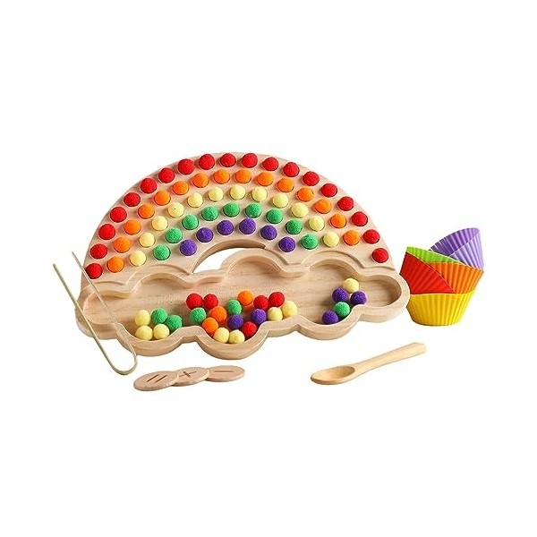 Sharplace Perles en bois, jeu de perles en bois, outils éducatifs sensoriels, jouets éducatifs dapprentissage précoce couleu