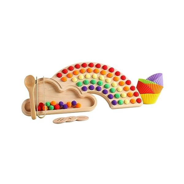 Sharplace Perles en bois, jeu de perles en bois, outils éducatifs sensoriels, jouets éducatifs dapprentissage précoce couleu