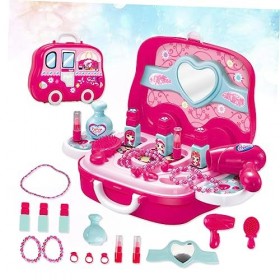 jojofuny 1 Ensemble Jouet Accessoires pour Enfants Habiller Jouet pour Filles Cosmétique Jouet Ensemble Portable Valise Rose 